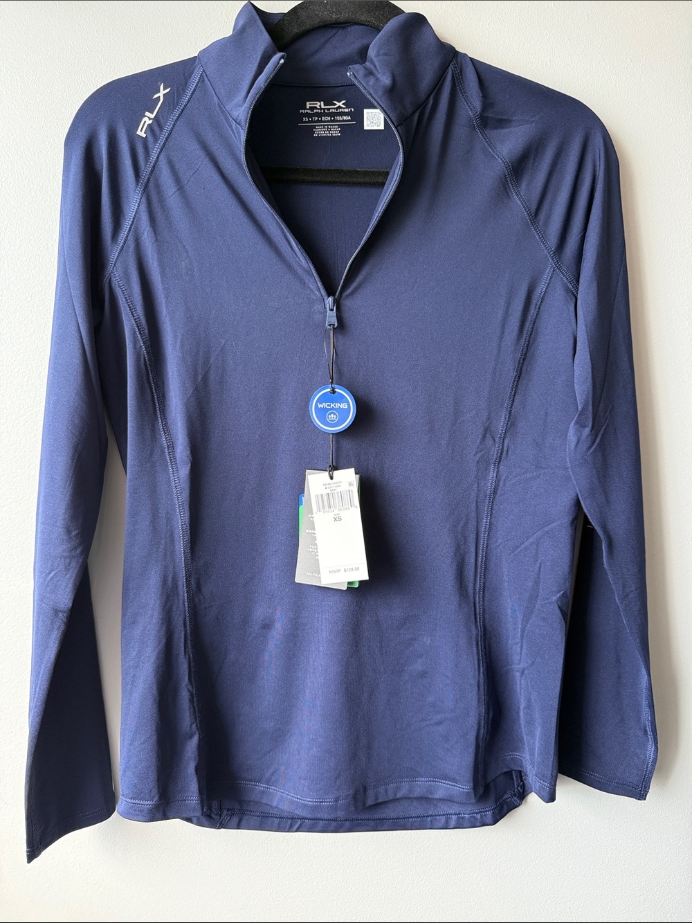 RLX Ralph Lauren Navy Long-Sleeve Quarter Zip Performance Top XS